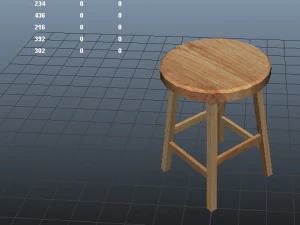 wooden stool 3D Model