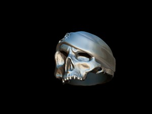 ring realistic skull with hat 3d print model Modelo de Impressão 3D