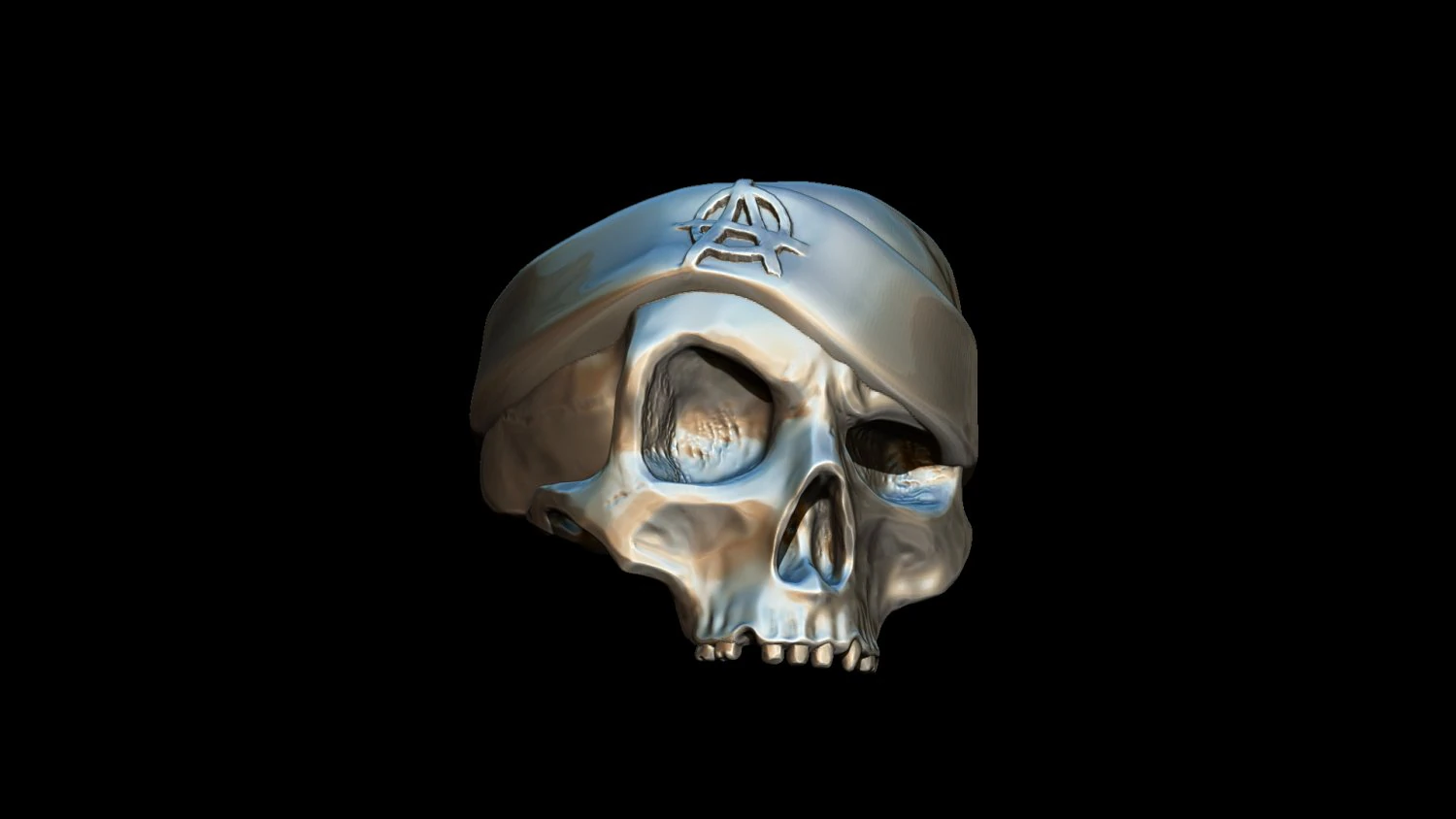 ring realistic skull with hat 3d print model 3D Print Model .c4d .max .obj .3ds .fbx .stl .blend