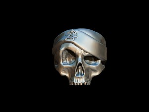 ring realistic skull with hat 3d print model Modelo de Impressão 3D
