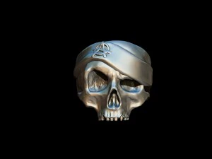 ring realistic skull with hat 3d print model 3D Print Model