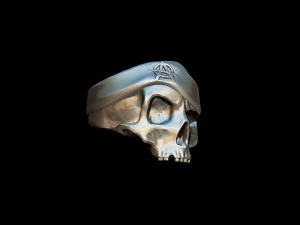 ring realistic skull with hat 3d print model 3D Print Model