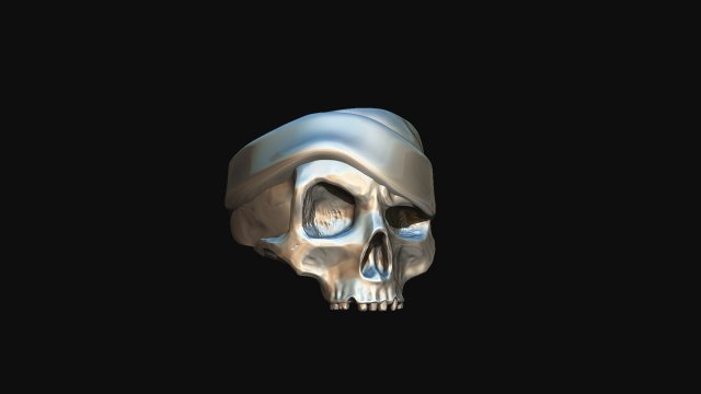 Download ring realistic skull with hat 3d print model 3D Model