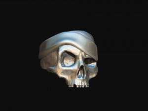 ring realistic skull with hat 3d print model Modelo de Impressão 3D