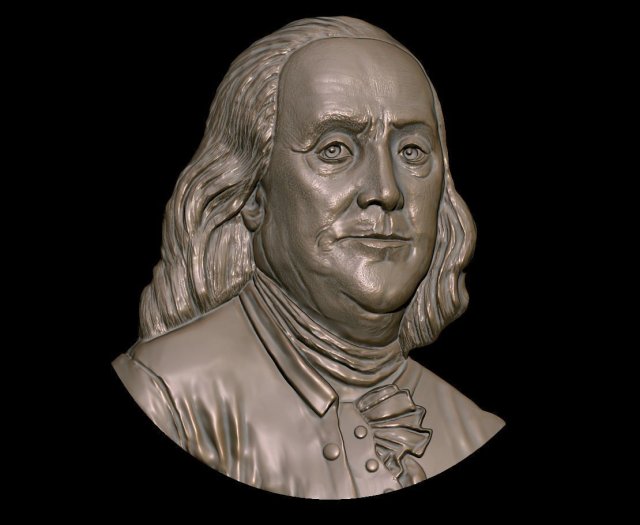 portrait relief of benjamin franklin 3D Модель .c4d .max .obj .3ds .fbx .stl .blend 