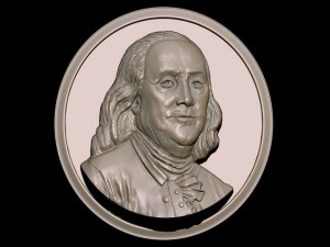 portrait relief of benjamin franklin 3D Модель