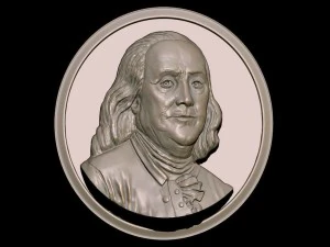 portrait relief of benjamin franklin 3D Model