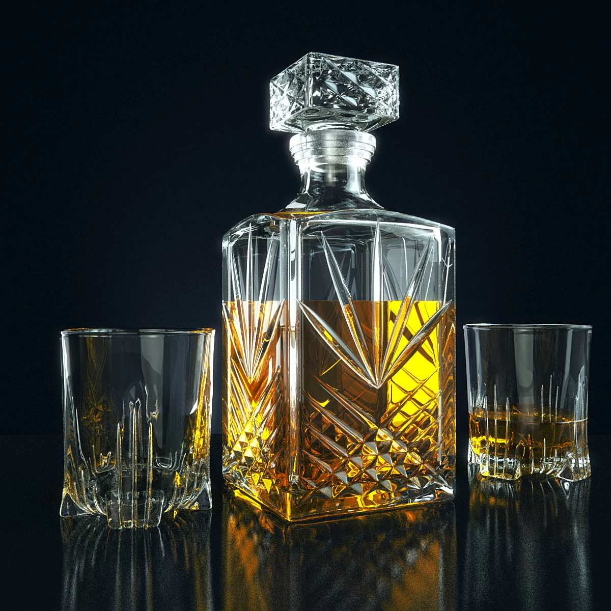 set for whiskey bormioli rocco selecta 3D Model .c4d .max .obj .3ds .fbx .stl .blend 
