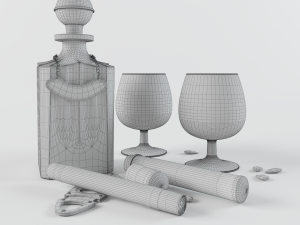 cognac sigar set 3D मॉडल