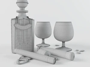 cognac sigar set 3D Model