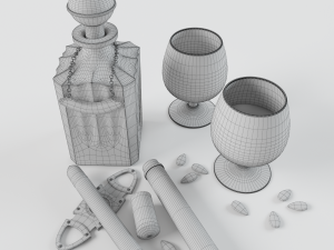 cognac sigar set 3D मॉडल
