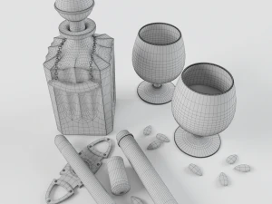 cognac sigar set 3D Model
