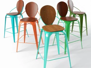 sedia bar louix con schienale Modello 3D