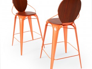louix bar chair with backrest 3D 모델