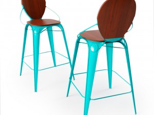 louix bar chair with backrest 3D 모델