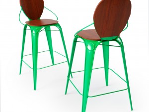 louix bar chair with backrest 3D 모델