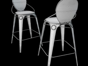 louix bar chair with backrest 3D 모델