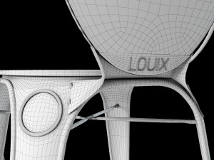 louix bar chair with backrest 3D 모델