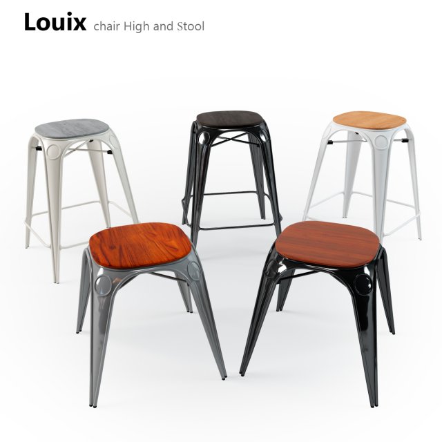 louix hair high and stool 3D Модель .c4d .max .obj .3ds .fbx .stl .blend 