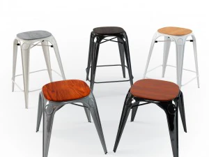 louix hair high and stool 3D Model