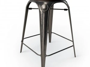 louix hair high and stool 3D Model