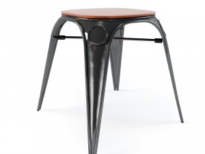 louix hair high and stool 3D Модель