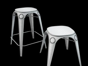 louix hair high and stool 3D Model