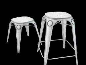louix hair high and stool 3D Модель