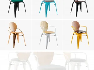 louix chair soft and wood seat 3D Model