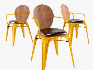 louix chair soft and wood seat 3D मॉडल