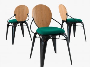 louix chair soft and wood seat 3D मॉडल