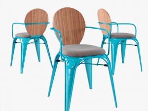 louix chair soft and wood seat 3D मॉडल