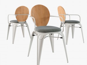 louix chair soft and wood seat 3D मॉडल