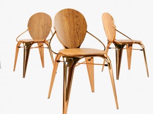 louix chair soft and wood seat 3D मॉडल