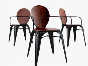 louix chair soft and wood seat 3D मॉडल