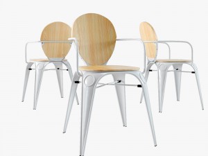louix chair soft and wood seat 3D मॉडल