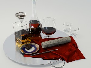 set whiskey and cognac decanter on dish Modelo 3D