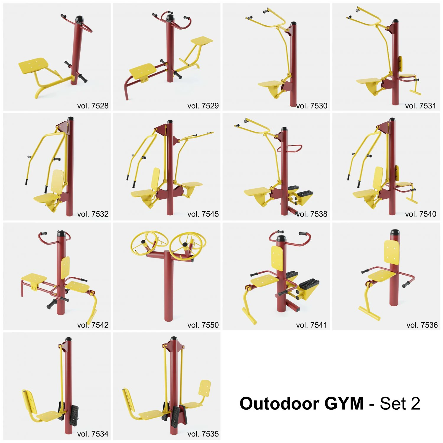 outdoor gym set 1 3D Model .c4d .max .obj .3ds .fbx .stl .blend 