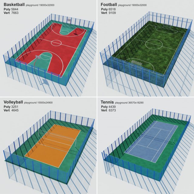 set sport playground 3D Model .c4d .max .obj .3ds .fbx .stl .blend