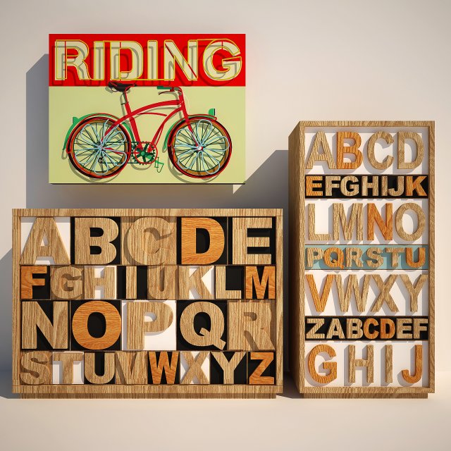 set of furniture letters Modèle 3D .c4d .max .obj .3ds .fbx .stl .blend 