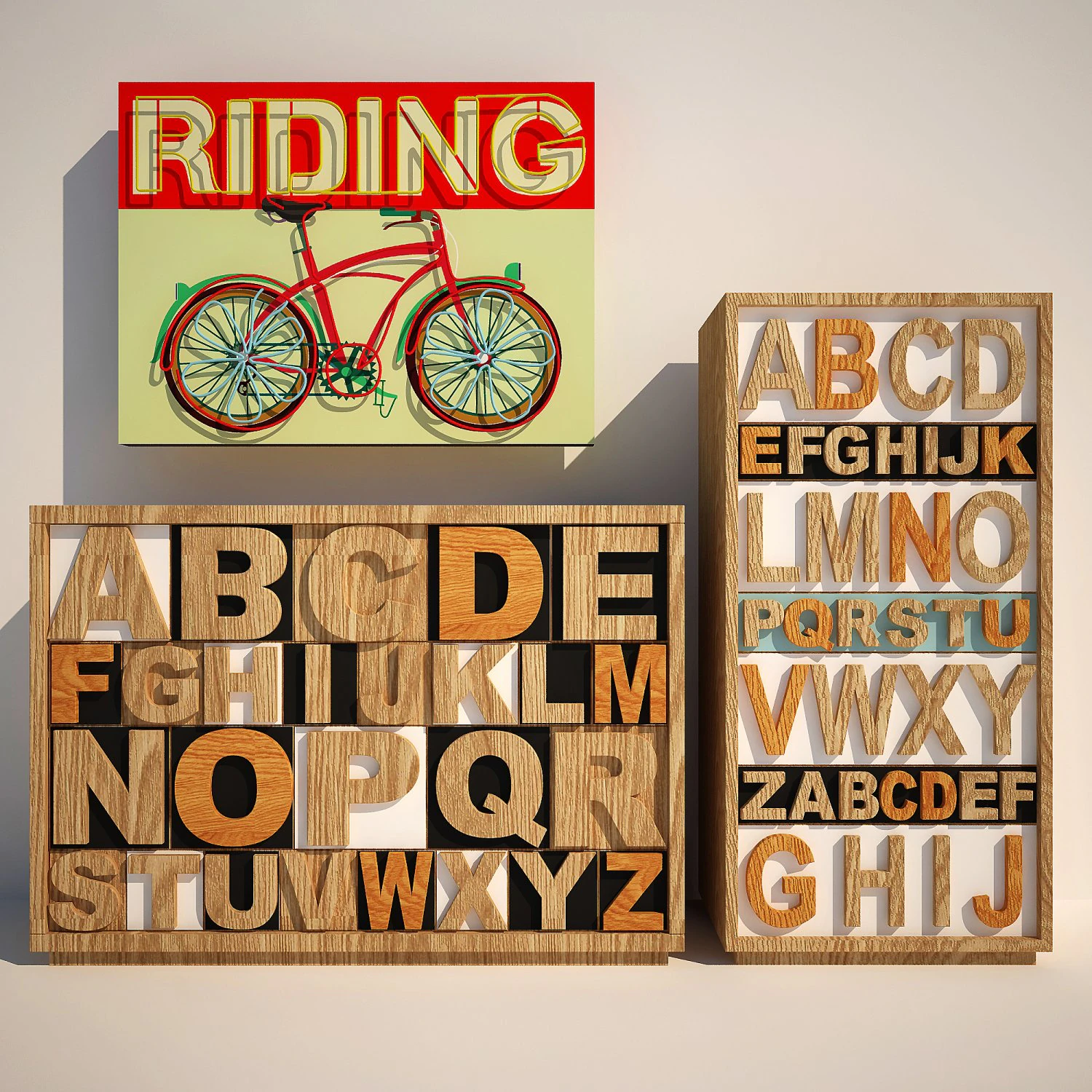 set of furniture letters 3D Model .c4d .max .obj .3ds .fbx .stl .blend 