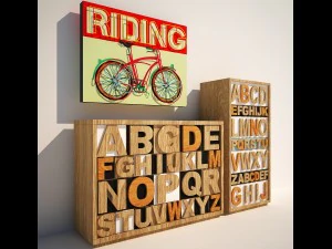 set of furniture letters 3D Model