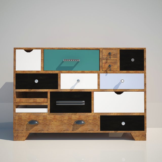 commode kare dresser malibu eu 14-drawer 3D मॉडल .c4d .max .obj .3ds .fbx .stl .blend 