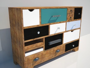 commode kare dresser malibu eu 14-drawer 3D मॉडल