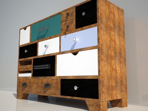 commode kare dresser malibu eu 14-drawer 3D मॉडल