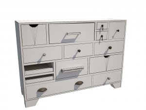 commode kare dresser malibu eu 14-drawer 3D मॉडल
