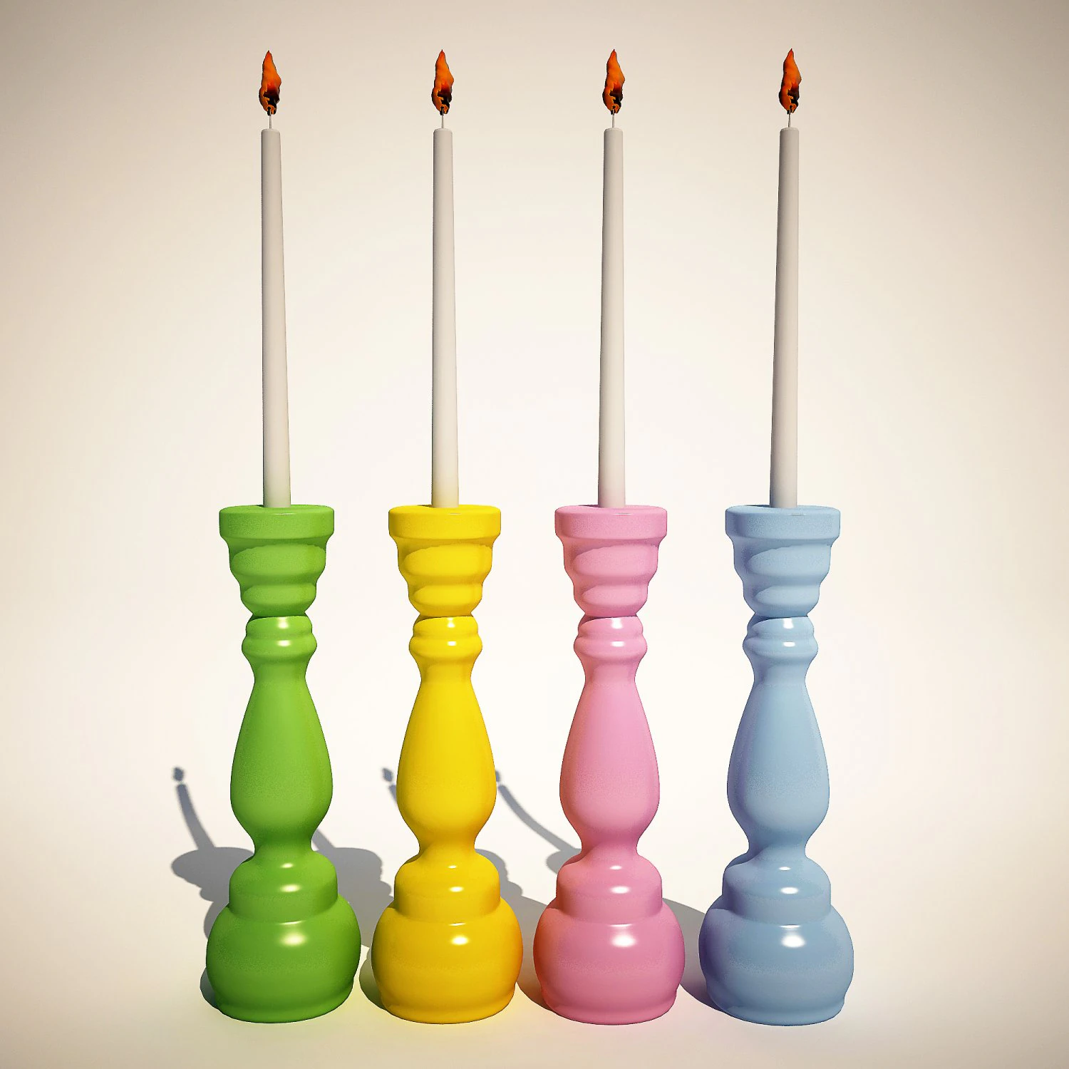 candle holder pastel fusil 16cm assorted 3D Model .c4d .max .obj .3ds .fbx .stl .blend 