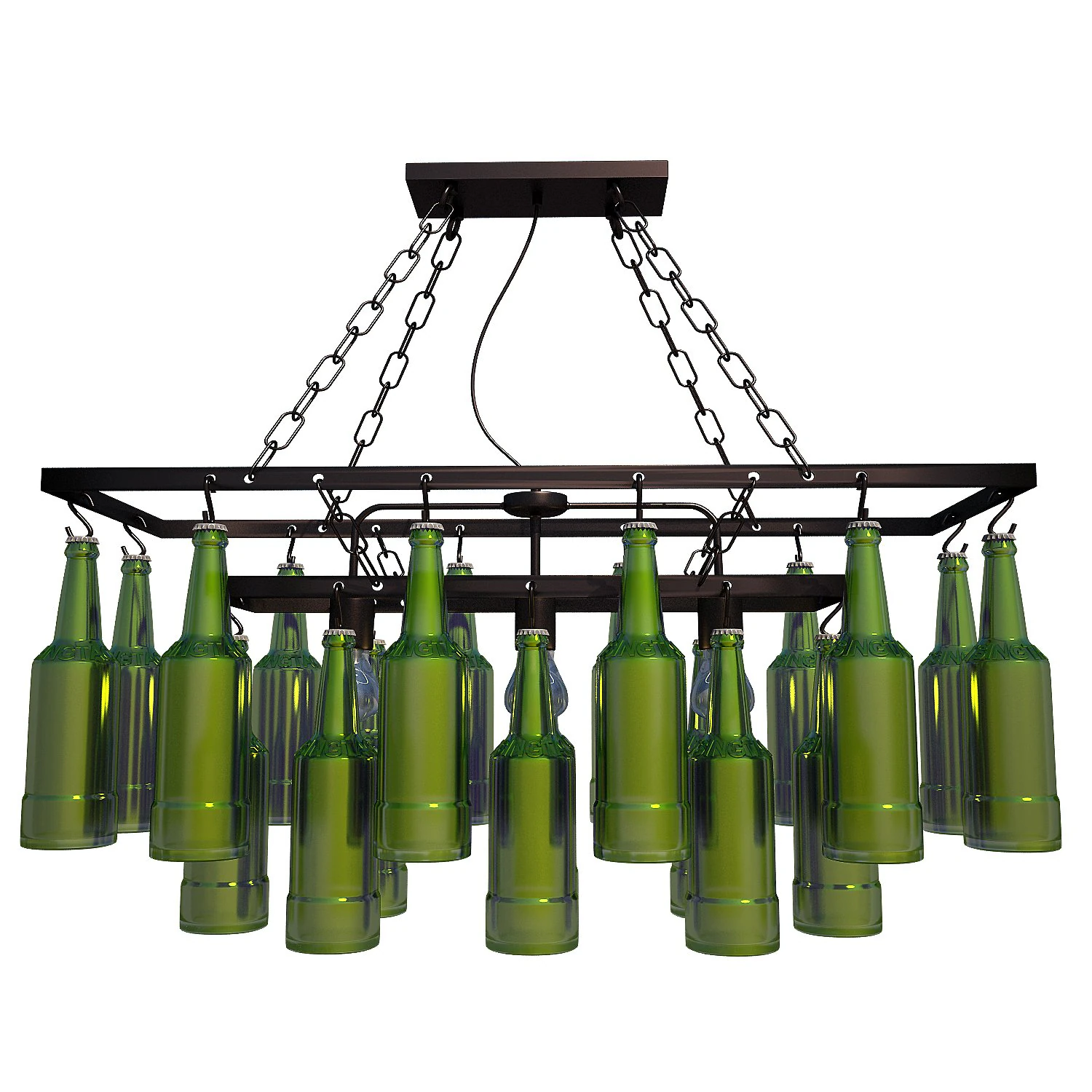 pendant lamp beer bottles 3D Model .c4d .max .obj .3ds .fbx .stl .blend 
