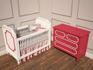 дитяче ліжечко та комод ньюпортські котеджі 3D Модель
