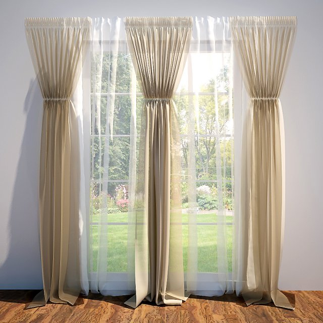 curtains and blinds beige Model 3D .c4d .max .obj .3ds .fbx .stl .blend 